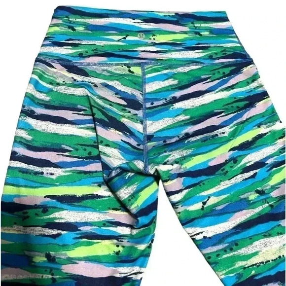 Lululemon Soul Cycle wunder under high rise crop leggings blue and green - Picture 3 of 7